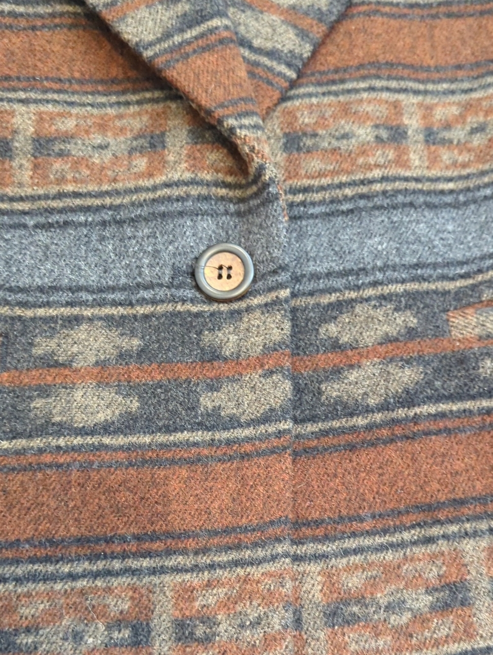 Vintage Braetan Southwestern Wool Blazer Aztec Blanket Coat Brown Gray L - Picture 6 of 10
